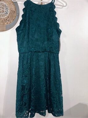 A. Byer Teal Lace Dress